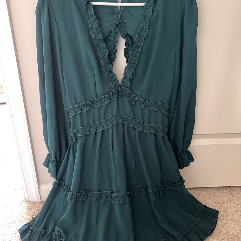 Dokotoo Green Ruffle Dress